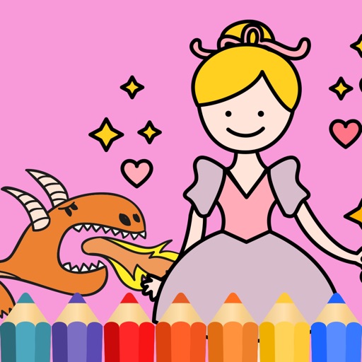 Dragon &Fairy tale Princess Coloring Book for kids iOS App