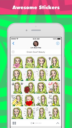 Green Scarf Beauty stickers by wenpei(圖1)-速報App