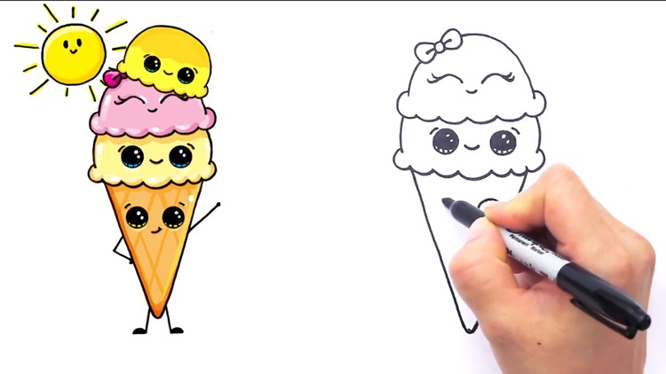 How To Draw A Unicorn Ice Cream Cone Kawaii ☆ Cute Easy Drawings Tutoria...  | Cute easy drawings, Easy drawings, Unicorn ice cream