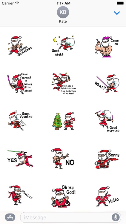 Stickers Of Funny Ninja Santa Claus