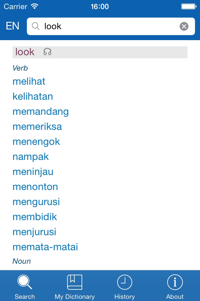 Indonesian−English dictionary screenshot 2