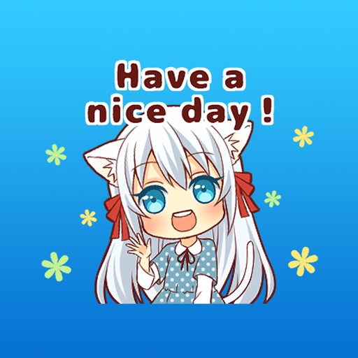 Margaret The White Cat Girl English Stickers iOS App