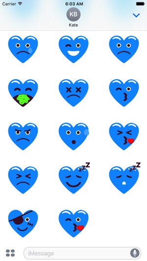 Heart Blue Love Emojis Stickers for iMessage(圖5)-速報App