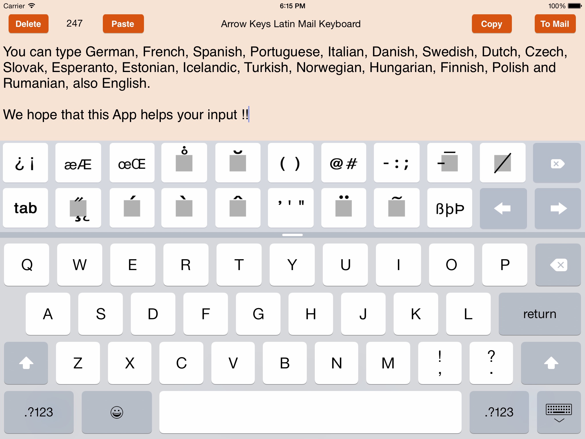 Arrow Keys Latin Mail Keyboard screenshot 3