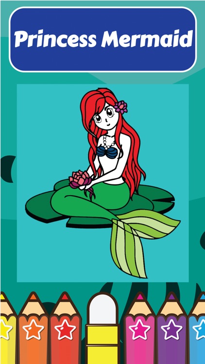 Coloring Cute little princess mermaid