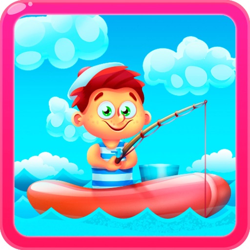 Kids Fishing On Sea Icon