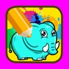 Cartoon painting and drawing elephant coloring