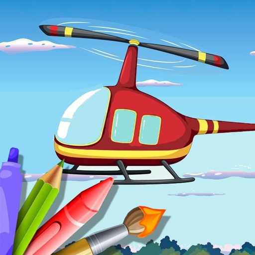 Free Game Coloring Page Plane Copter Version iOS App