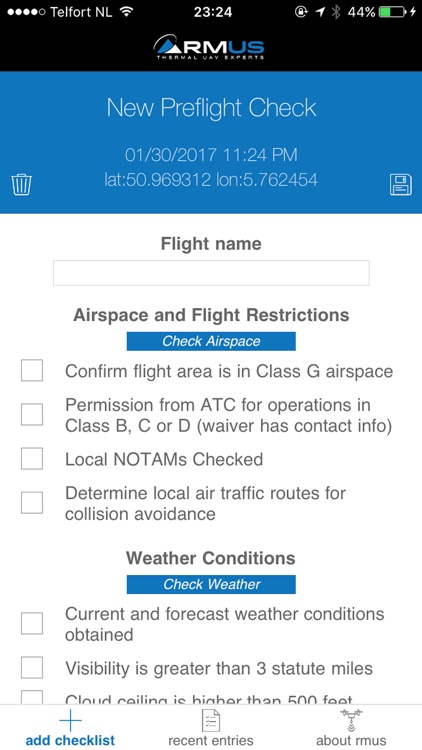 RMUS UAV Pilot PreFlight Compliance Checklist