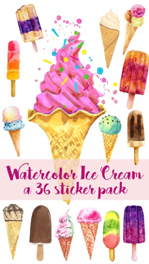 Watercolor Ice Cream Sticker Pack