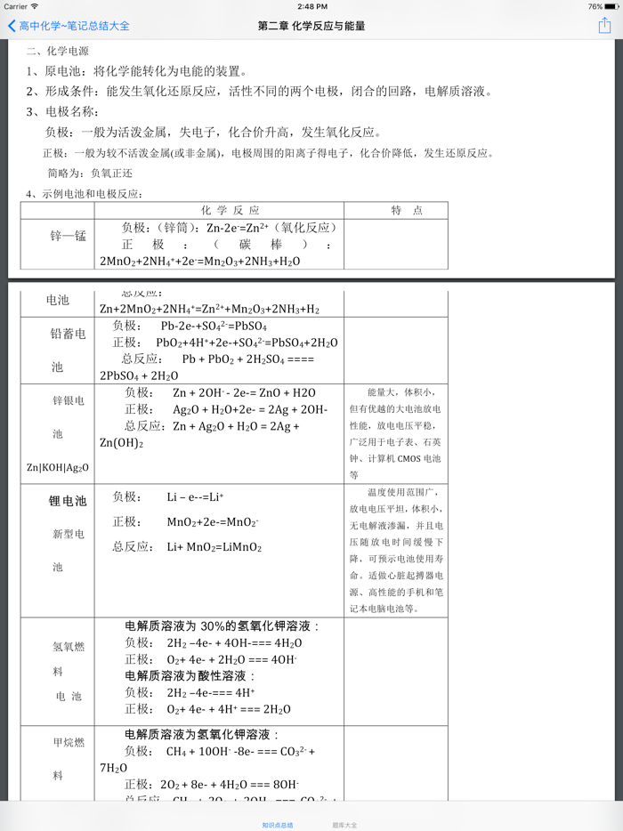 高中化学笔记题库大全