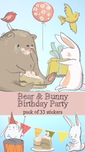 Bear and Bunny Birthday Party Sticker Pack(圖1)-速報App