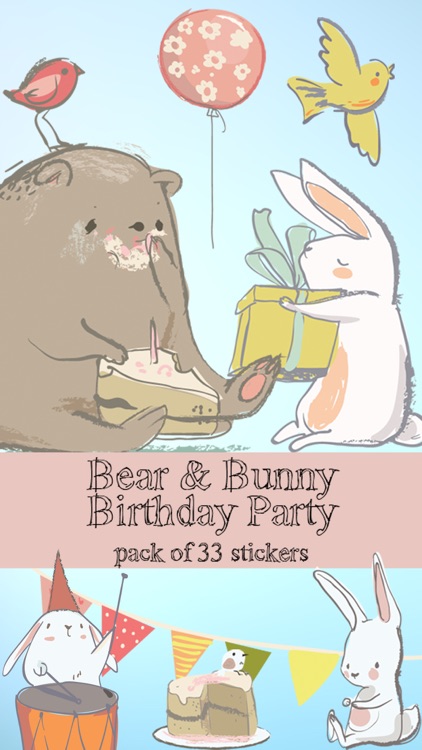 Bear and Bunny Birthday Party Sticker Pack