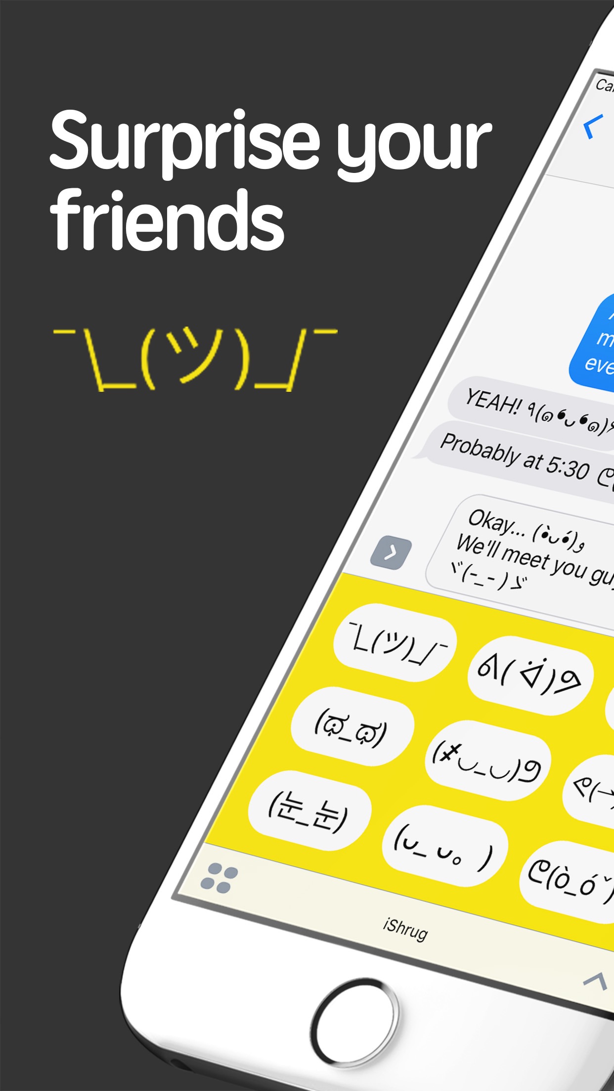 Screenshot do app iShrug: Text Faces for iMessage