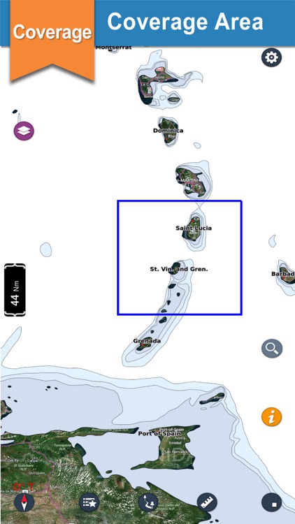 St.Lucia & St.Vincent navigation chart for crusing