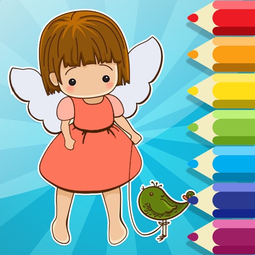 Coloring Book Game Parrot And Girls Icon