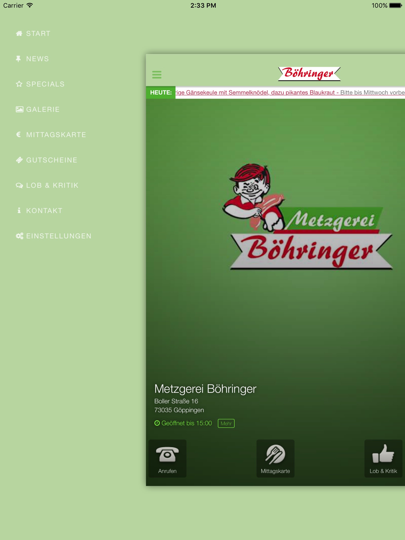 Metzgerei Boehringer screenshot 2