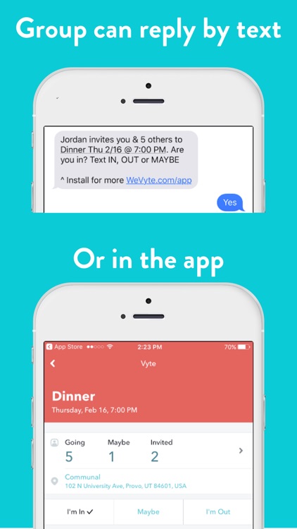 WeVyte Group Invites: Plan, Chat & Meetup by Text