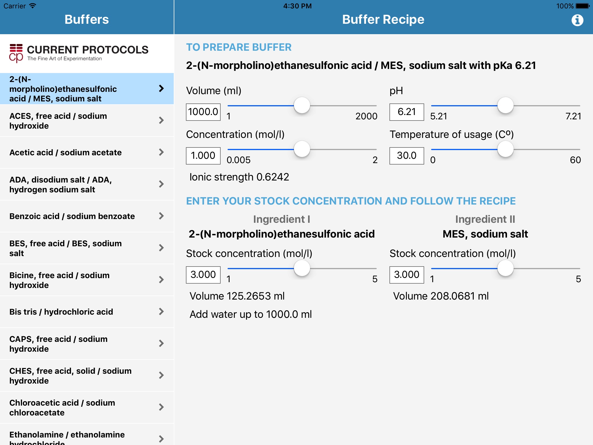 Biological Buffer Calculator screenshot 2