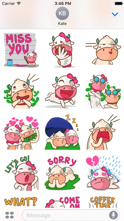 Moobee & Mira the cow in love for iMessage Sticker