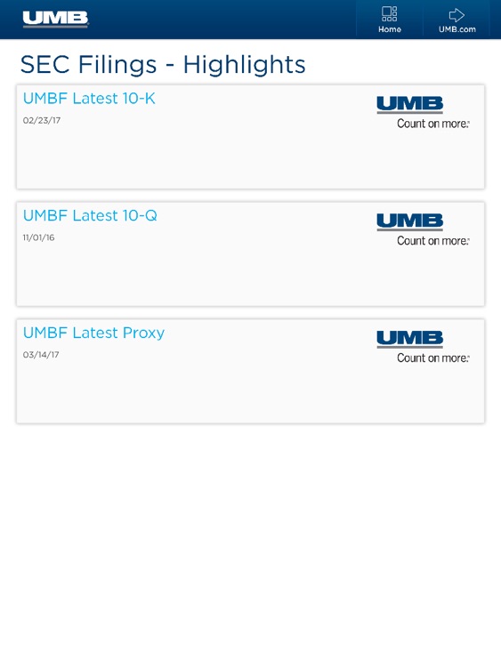 UMB Investor Relations