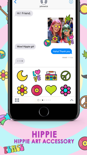 Hippie Art Retro Accessory Stickers for iMessage(圖2)-速報App