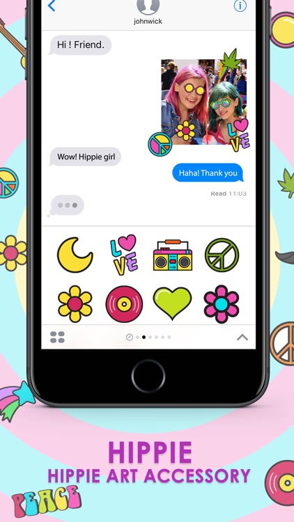 Hippie Art Retro Accessory Stickers for iMessage