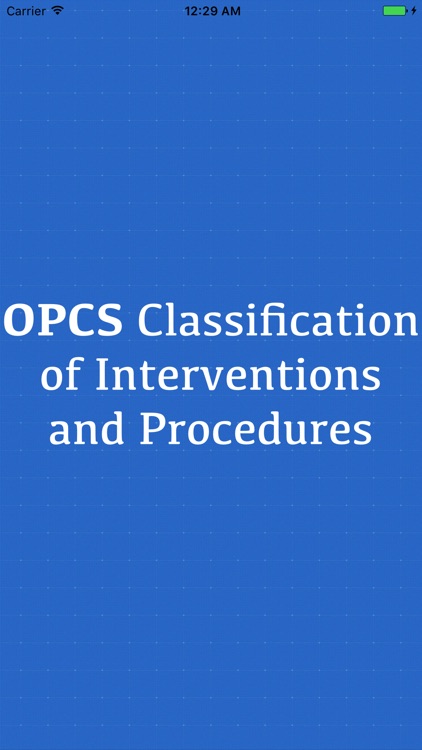 OPCS Classification of Interventions and Procedure