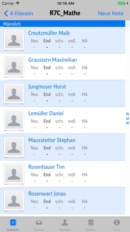 Notenbuch für Lehrkräfte