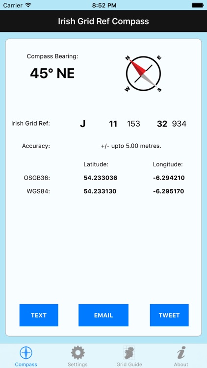 Irish Grid Ref Compass - gps map coordinates tool