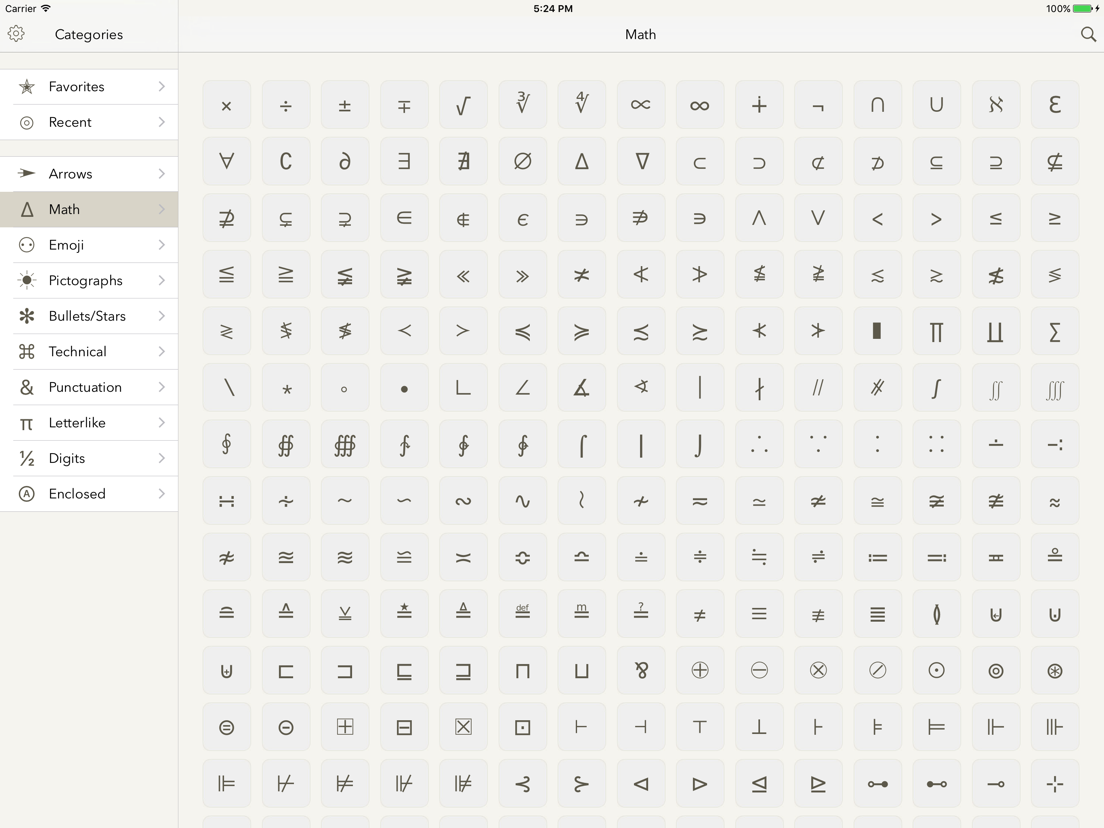 Symbols - unicode keyboard - App voor iPhone, iPad en iPod touch