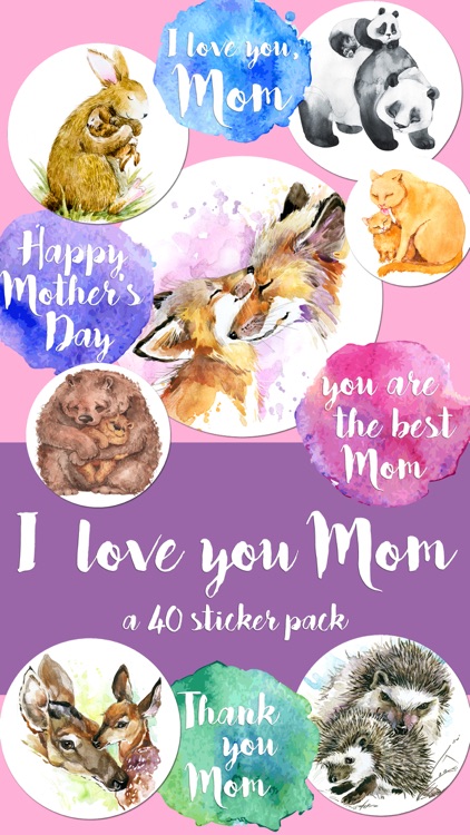 I Love You Mom Watercolor Mothers Day Sticker Pack