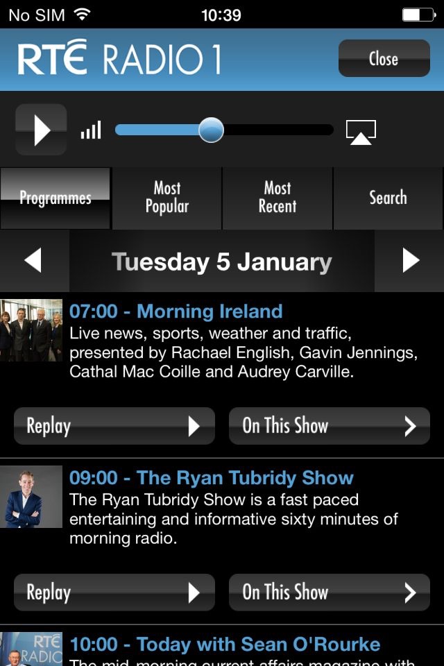 RTÉ Radio Player screenshot 2