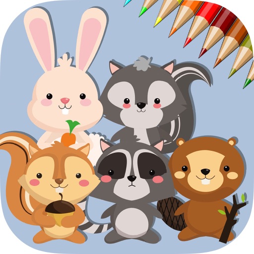 Cute Squirrel & Rabbit - Game coloring book for me Icon