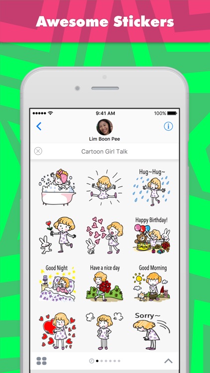 Cartoon Girl Talk stickers by wenpei for iMessage