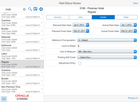 Field Status Tablet for JDE E1 screenshot 2