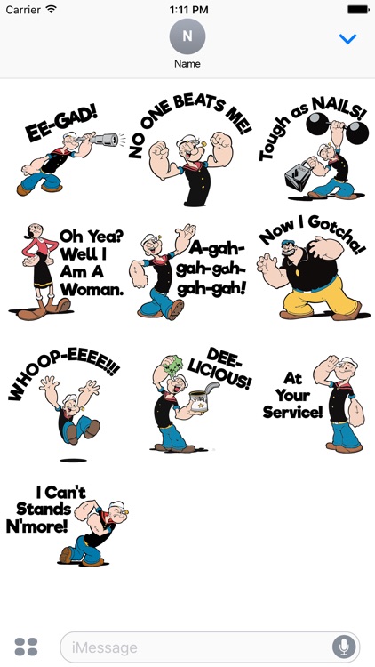 Popeye “I Yam What I Yam” sticker pack