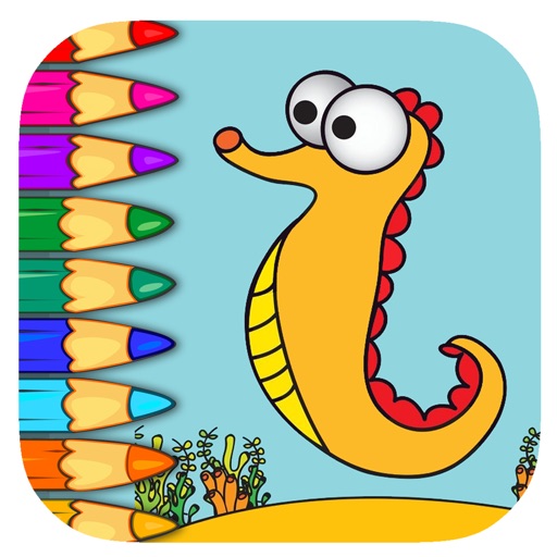 Draw Page Seahorses Coloring Game Education Icon