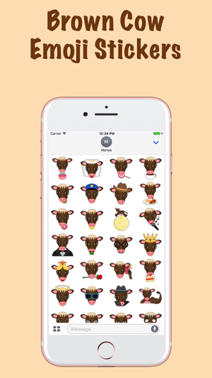 Brown Cow Emoji Stickers for iMessage(圖2)-速報App