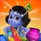 Krishna Makhan Masti is a puzzle bubble shooting game based on mythology characters-Krishna, Radha, & Balram