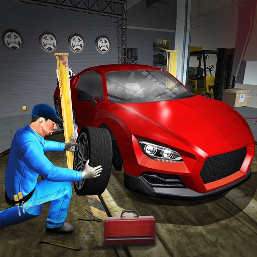 Sports Car Race Pit Stop: Auto Mechanic Icon