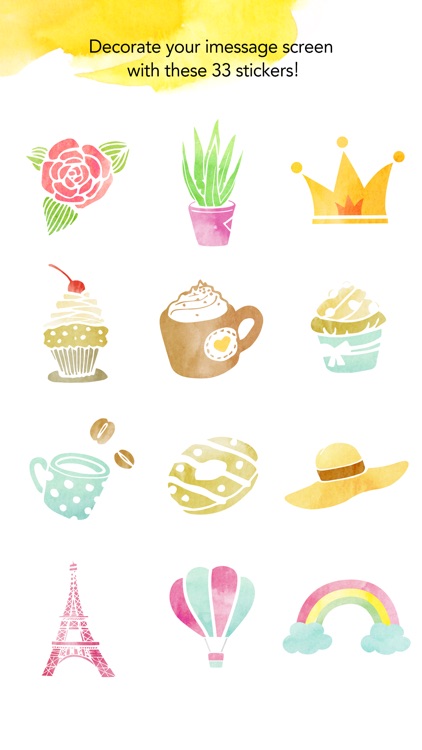 Watercolor illustrations stickers