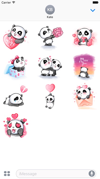 Be My Panda Valentine - Hand drawn love stickers