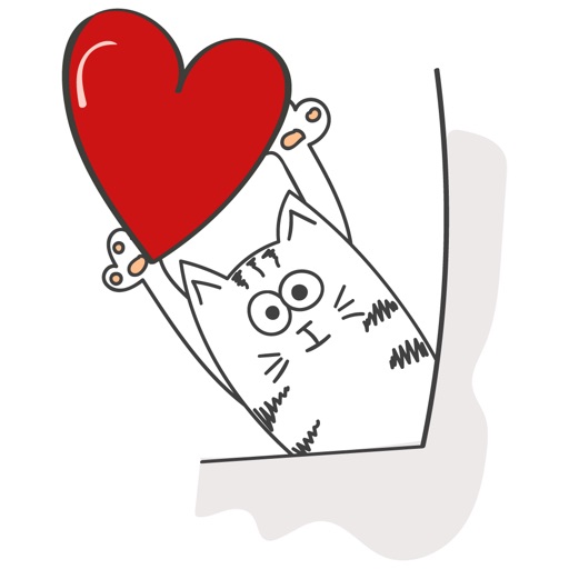 Cute Cat In Love - Valentine's Day Stickers Vol 01