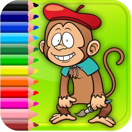 Monkey Explorer Games Coloring Book For Kids Icon
