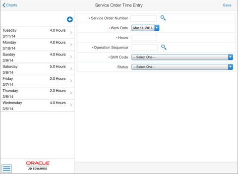 Service Work Order Time Entry Tablet for JDE E1 screenshot 2