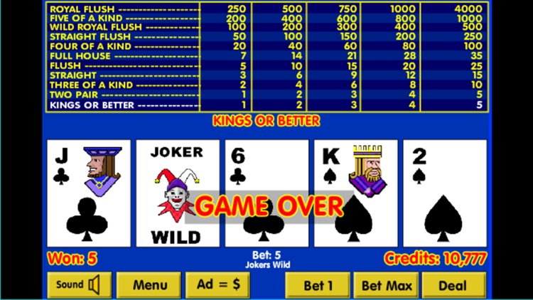 Video Poker by Tornado Games