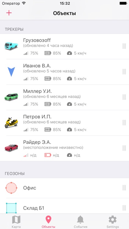 MobiTrack «Мои трекеры»