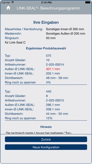 LINK-SEAL®-Berechnungsprogramm(圖1)-速報App