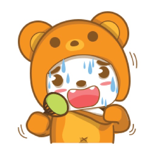 Boy wearing cute bear costume icon